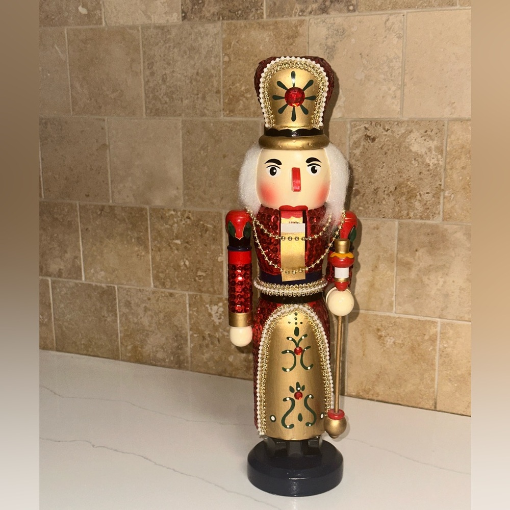 Festive Nutcracker Soldier Figurine - Red and Gold